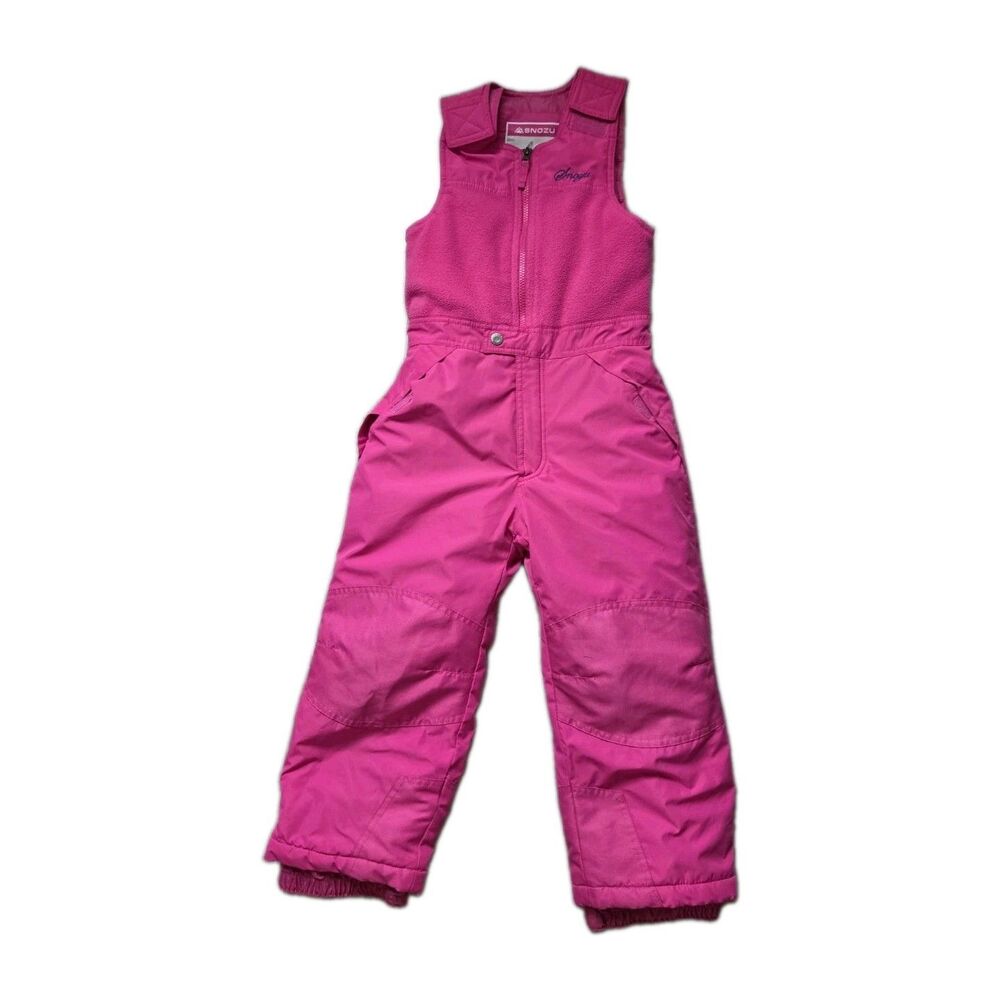 Snozu Girls Hot Pink Insulated Snow Bib Overalls Ski Snowsuit Size 6 GUC